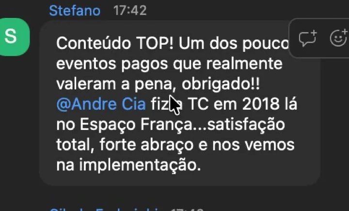 Depoimento real de aluno da turma 3