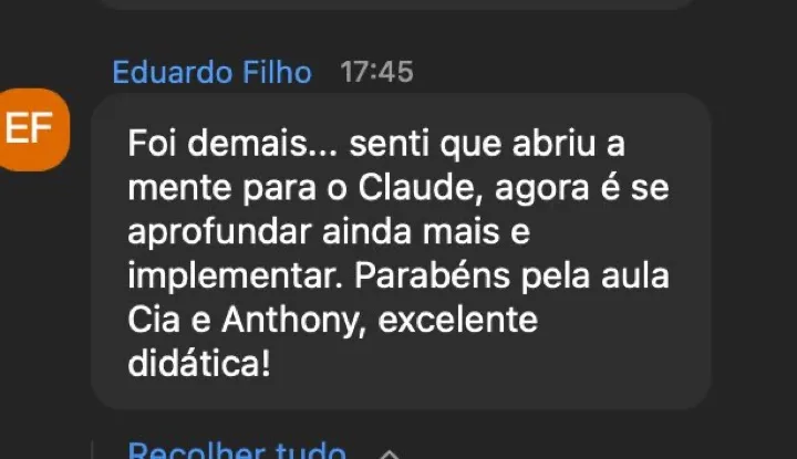 Depoimento real de aluno da turma 3