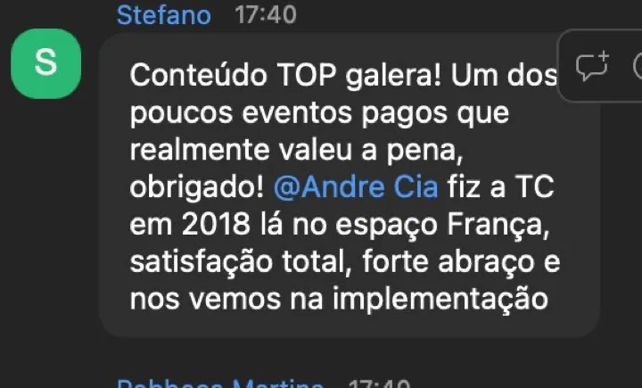 Depoimento real de aluno da turma 3