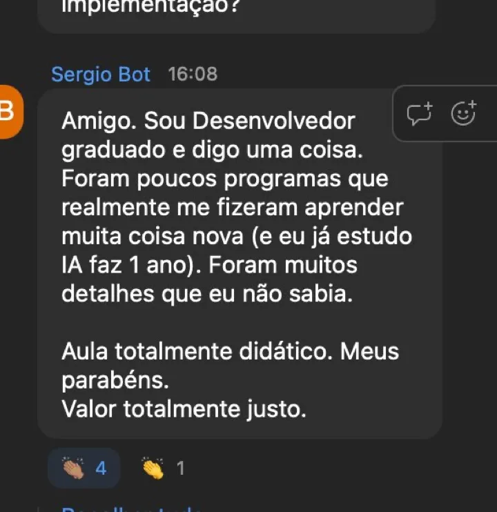Depoimento real de aluno da turma 3